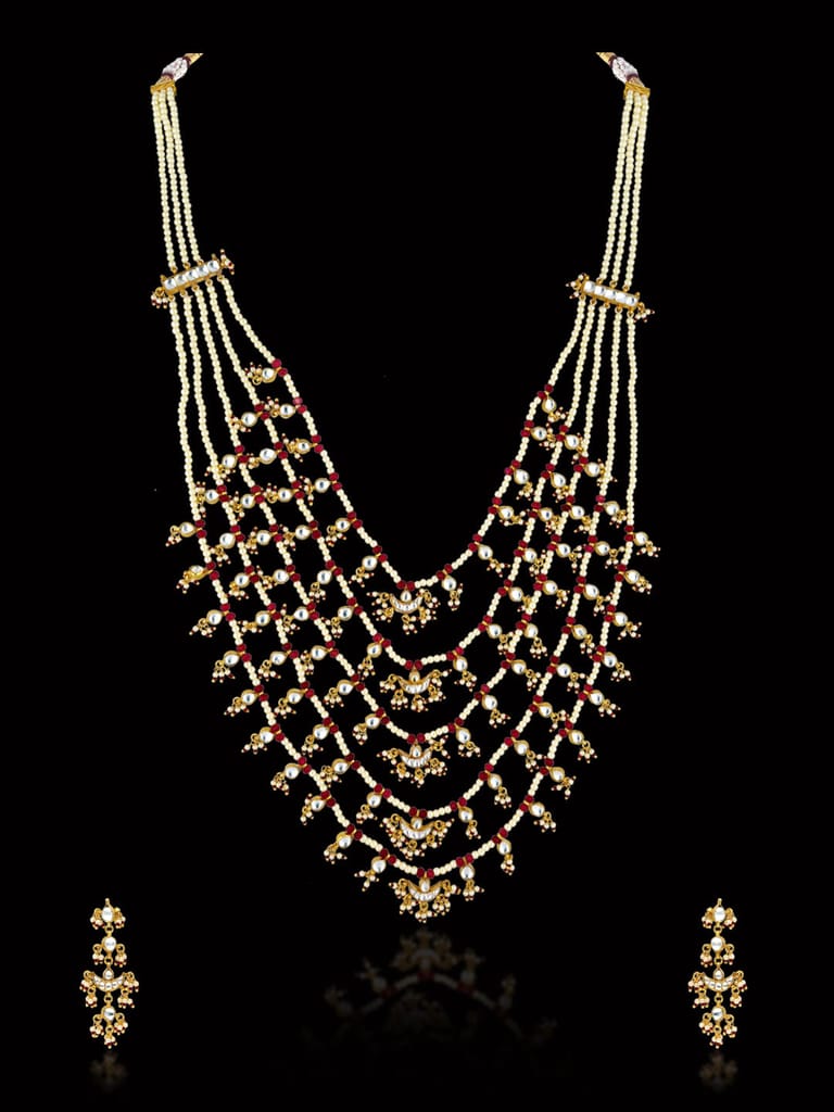 Kundan Long Necklace Set in Gold finish - CNB30752