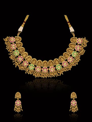 Temple Necklace Set in Rajwadi finish - RHI5736