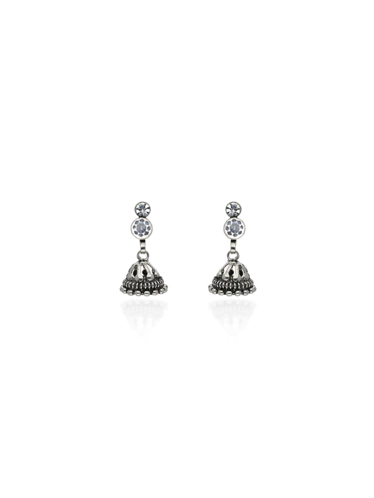 Jhumka Earrings in Oxidised Silver finish - OMJ8142