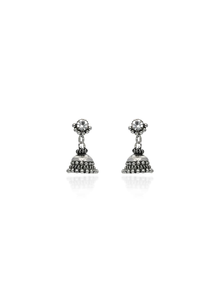 Jhumka Earrings in Oxidised Silver finish - OMJ8077