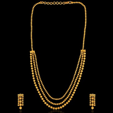 Antique Long Necklace Set in Gold finish - AMN242