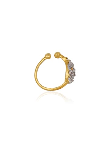 AD / CZ Clip Ons (Press) Nose Ring in Two Tone finish - SKH281