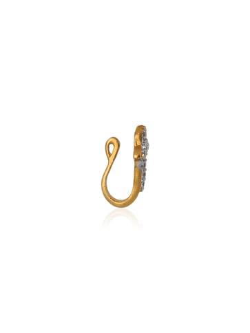 AD / CZ Clip Ons (Press) Nose Ring in Two Tone finish - SKH283