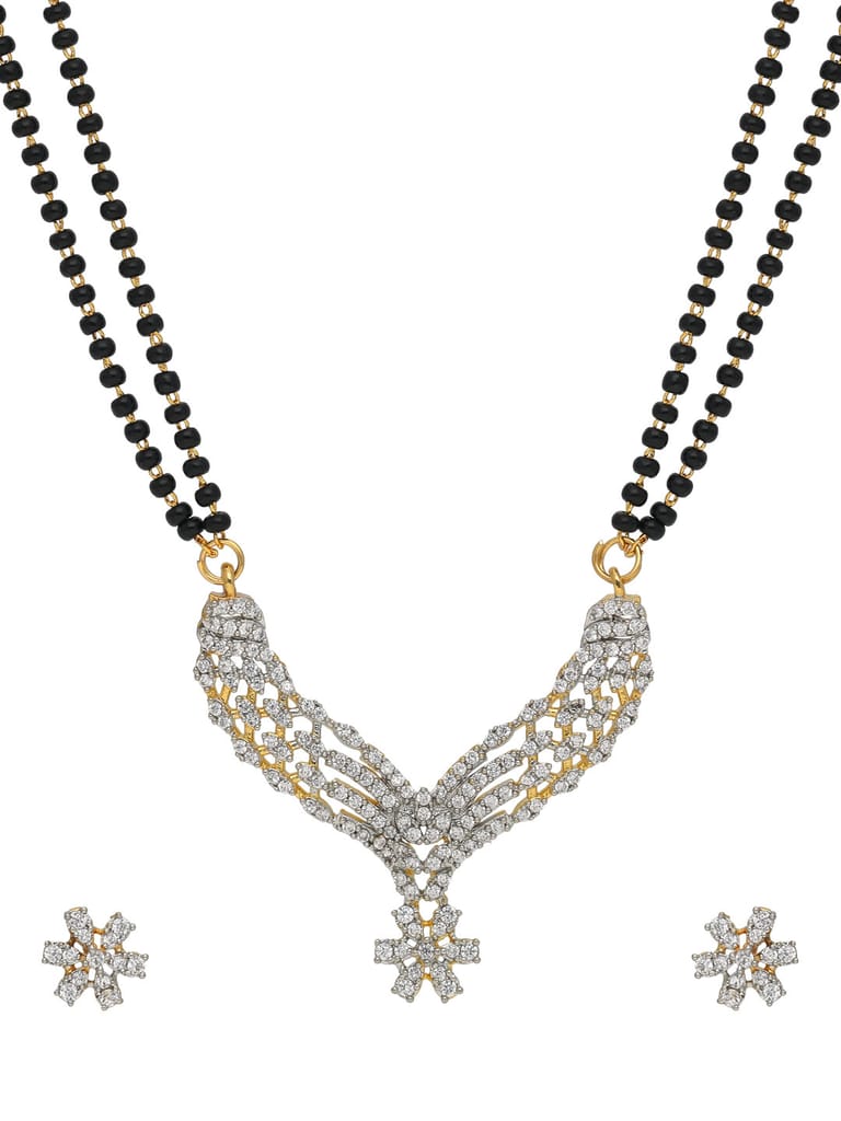 AD / CZ Double Line Mangalsutra in Two Tone finish - HEL7465TT