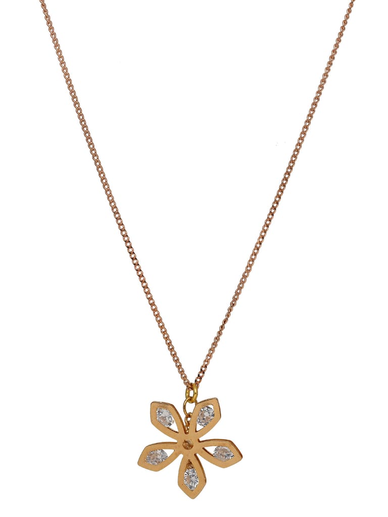 AD / CZ Pendant with Chain in Rose Gold finish - S34190