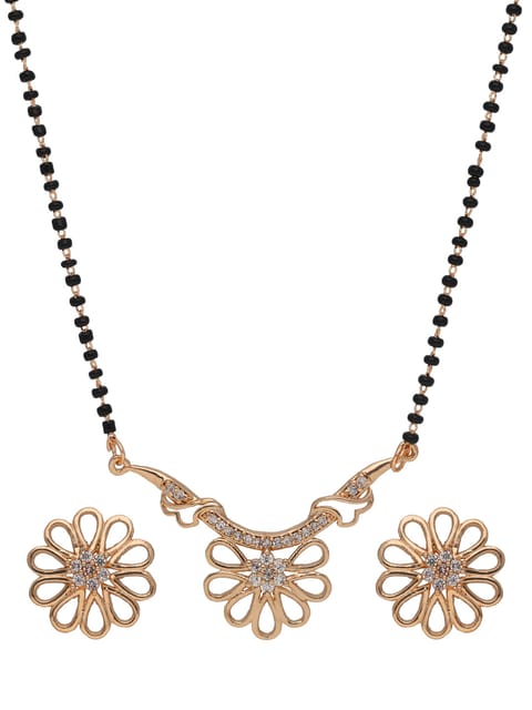 AD / CZ Single Line Mangalsutra in Rose Gold finish - CNB31075