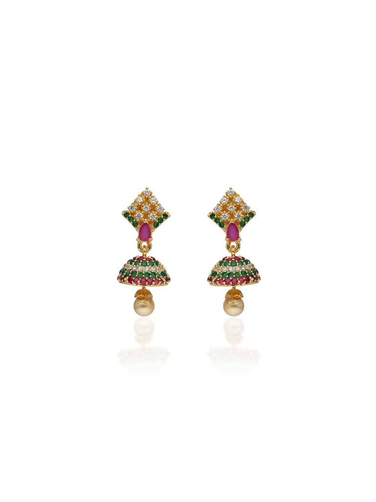 AD / CZ Jhumka Earrings in Gold finish - CNB31134