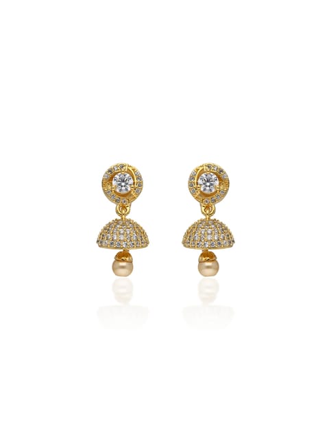 AD / CZ Jhumka Earrings in Gold finish - CNB31137