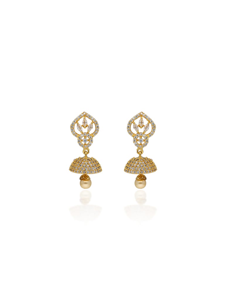 AD / CZ Jhumka Earrings in Gold finish - CNB31354