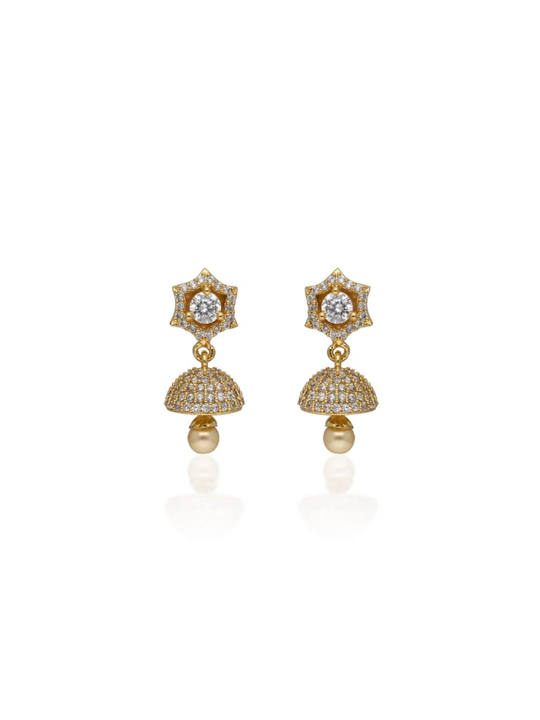 AD / CZ Jhumka Earrings in Gold finish - CNB31371