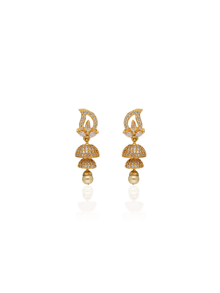 AD / CZ Jhumka Earrings in Gold finish - CNB31366