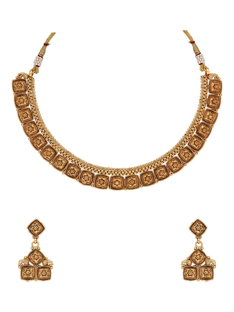 Antique Necklace Set in Gold finish - SPW1138