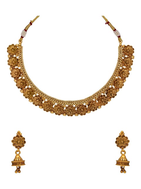 Antique Necklace Set in Gold finish - SPW1146