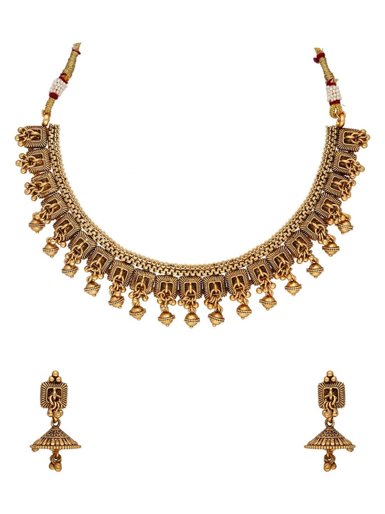 Antique Necklace Set in Gold finish - SPW1156