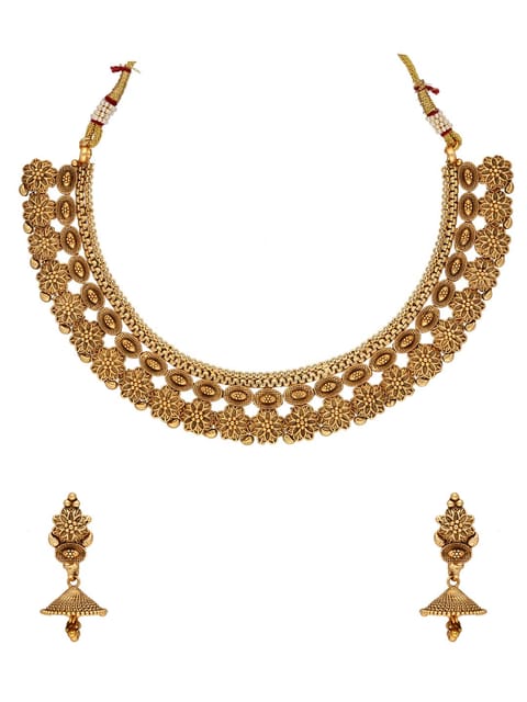 Antique Necklace Set in Gold finish - SPW1146