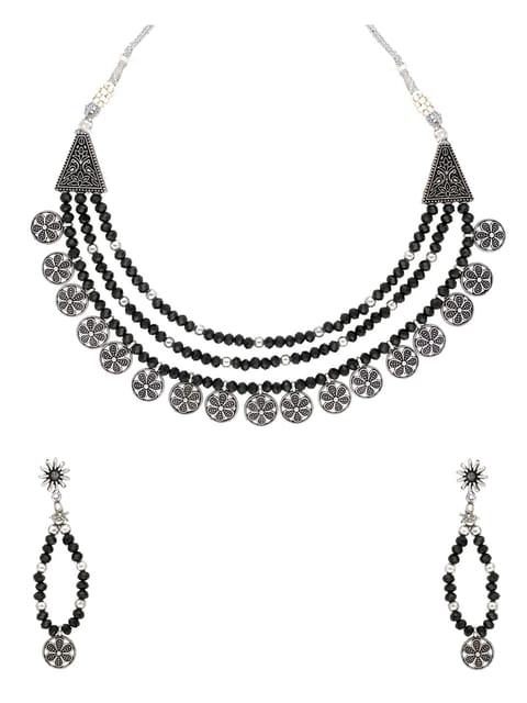 Necklace Set in Oxidised Silver finish - CNB31394