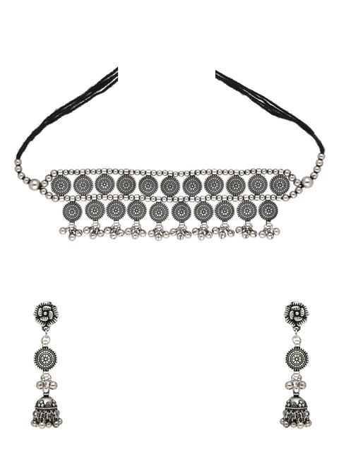 Choker Necklace Set in Oxidised Silver finish - CNB31418