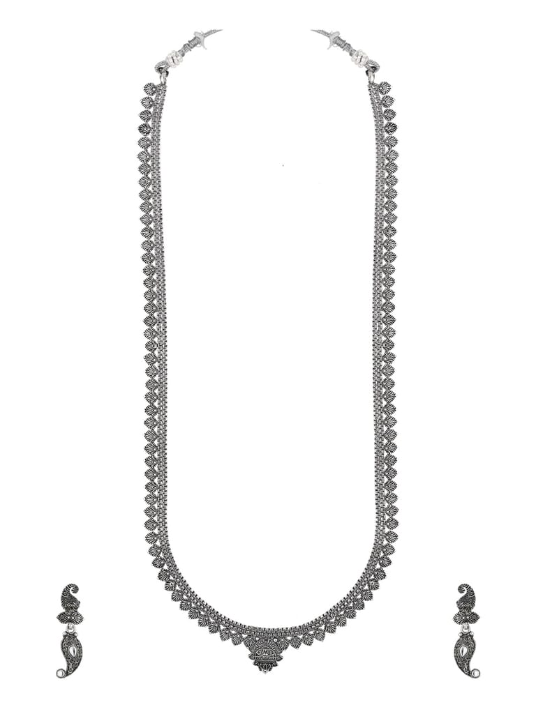 Long Necklace Set in Oxidised Silver finish - PRT4497