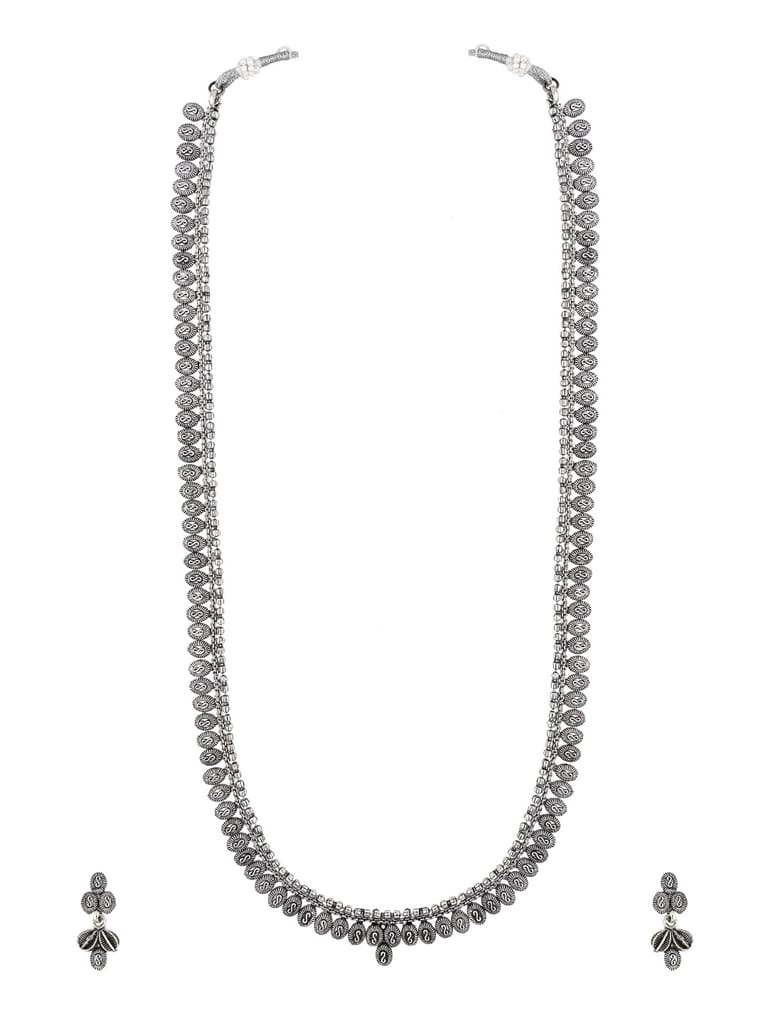 Long Necklace Set in Oxidised Silver finish - PRT4501