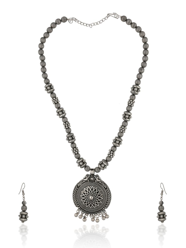 Long Necklace Set in Oxidised Silver finish - CNB31452