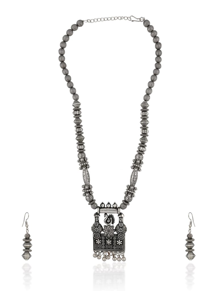 Long Necklace Set in Oxidised Silver finish - CNB31456