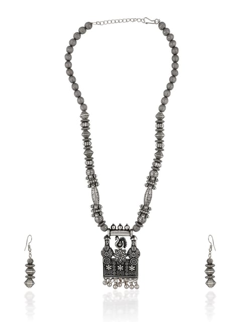 Long Necklace Set in Oxidised Silver finish - CNB31456