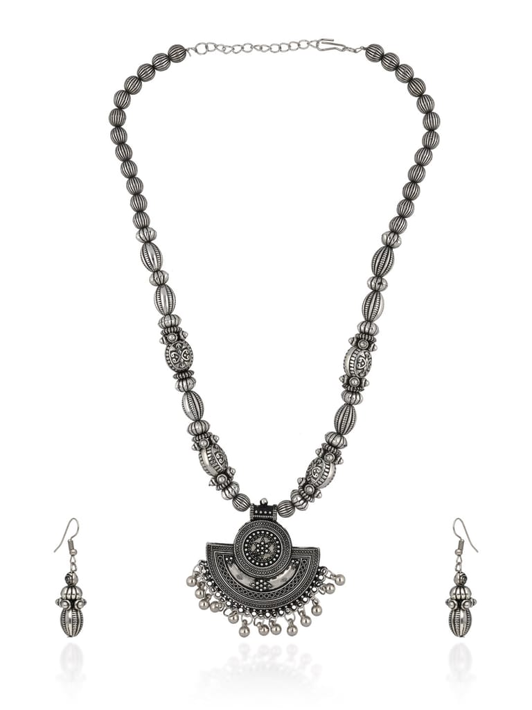 Long Necklace Set in Oxidised Silver finish - CNB31457