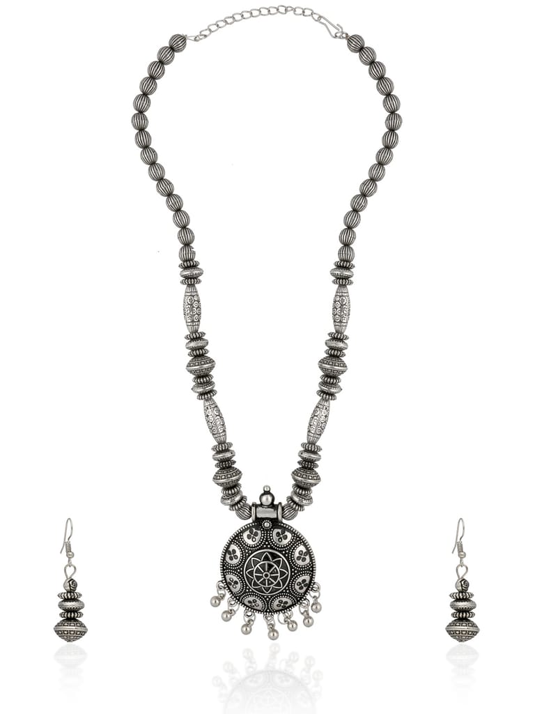 Long Necklace Set in Oxidised Silver finish - CNB31459