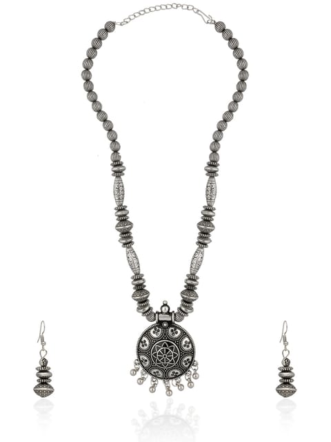 Long Necklace Set in Oxidised Silver finish - CNB31459