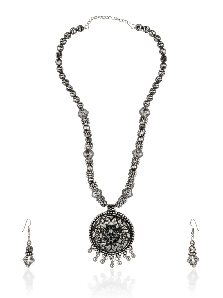 Long Necklace Set in Oxidised Silver finish - CNB31463
