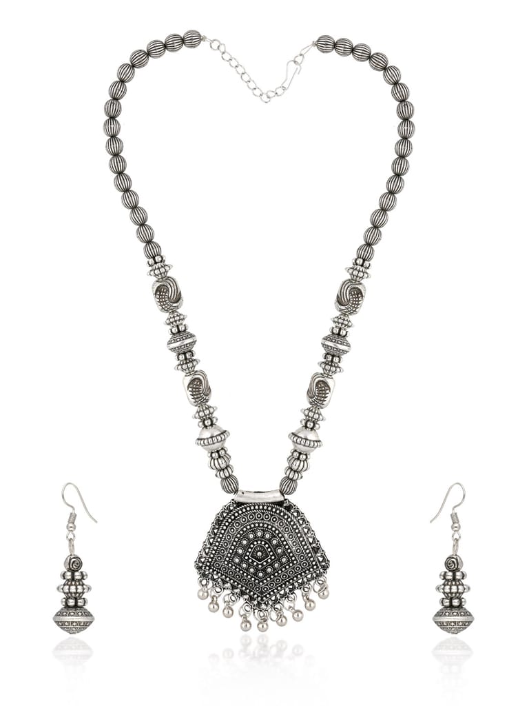 Long Necklace Set in Oxidised Silver finish - CNB31462