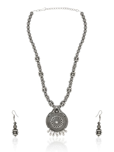 Long Necklace Set in Oxidised Silver finish - CNB31461
