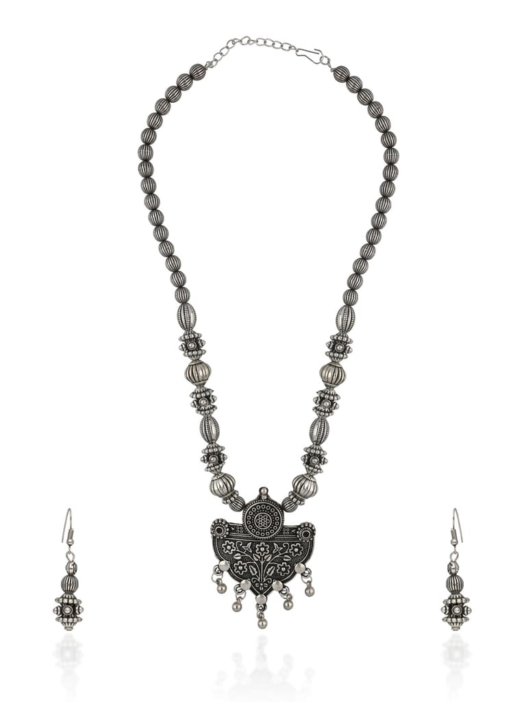 Long Necklace Set in Oxidised Silver finish - CNB31465