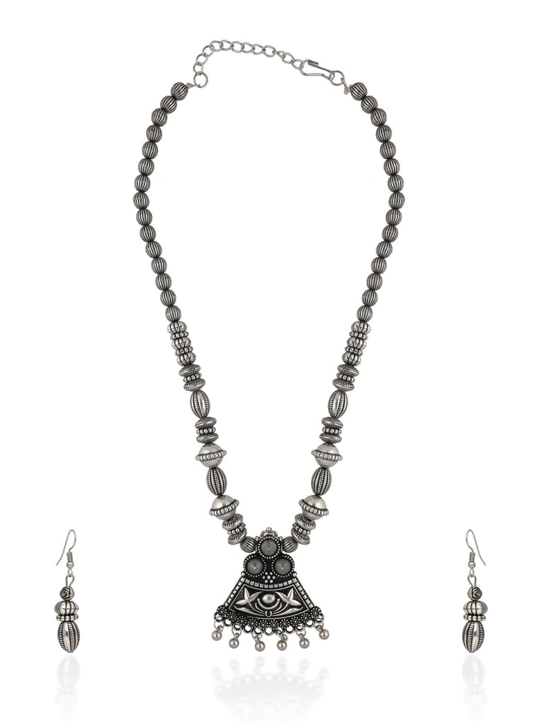 Long Necklace Set in Oxidised Silver finish - CNB31464