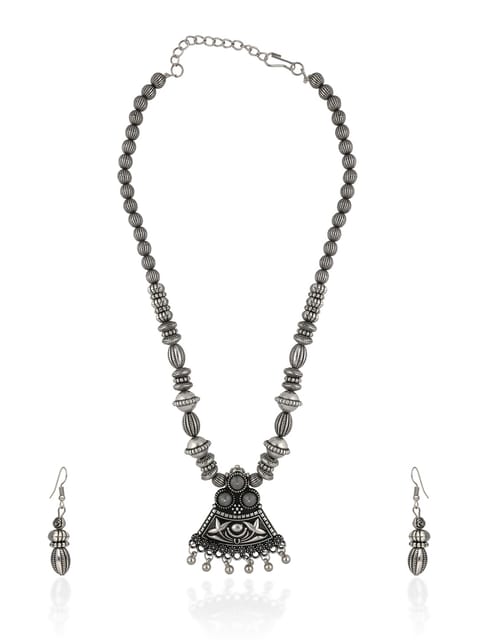Long Necklace Set in Oxidised Silver finish - CNB31464