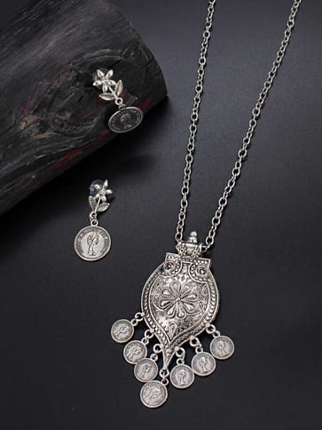 Pendant Set in Oxidised Silver finish - CNB31468