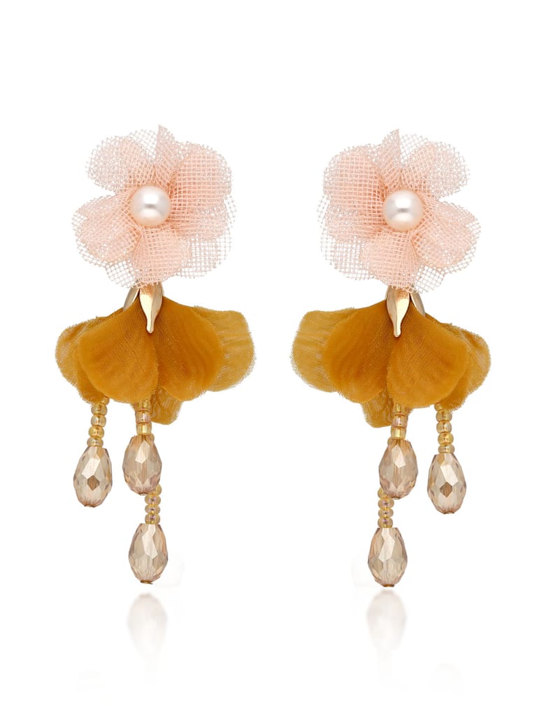 Floral Long Earrings in Gold finish - CNB32003