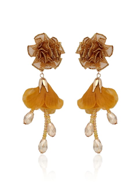 Floral Long Earrings in Gold finish - CNB32026