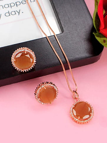 AD / CZ Pendant Set in Rose Gold finish - PPP5