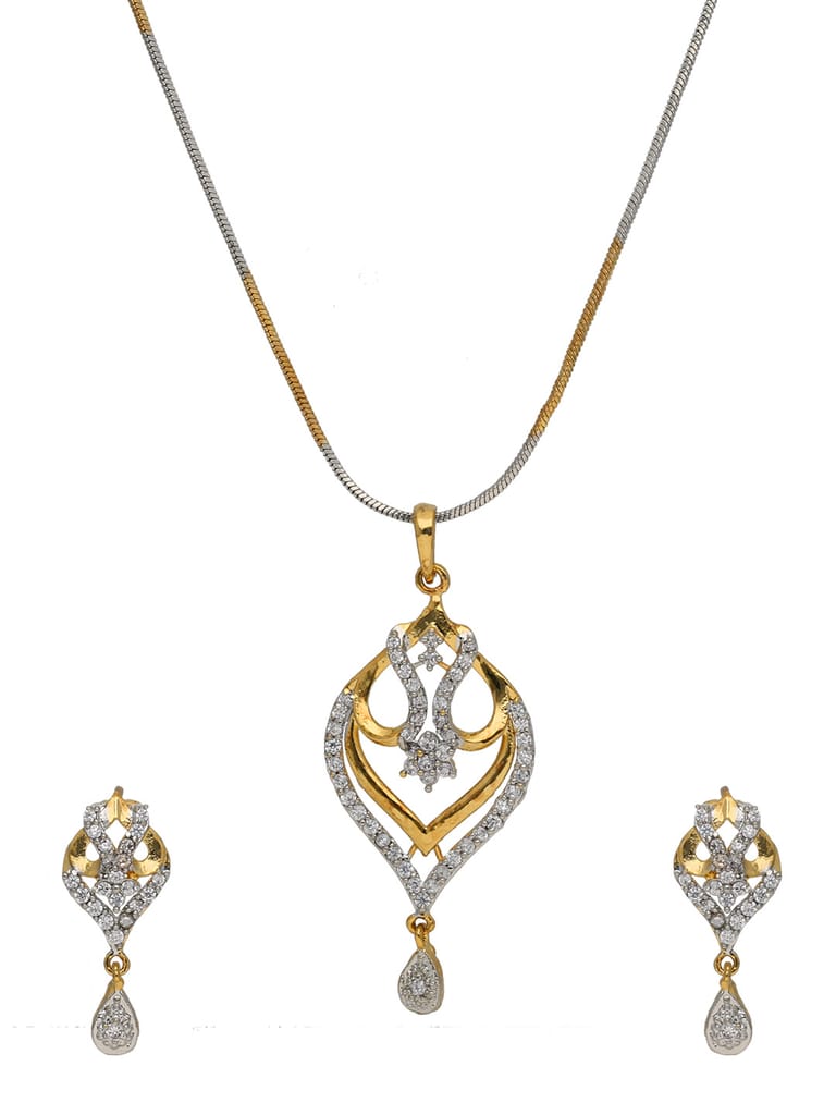 AD / CZ Pendant Set in Two Tone finish - HEL10351