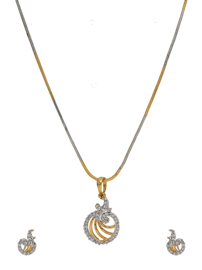 AD / CZ Pendant Set in Two Tone finish - HEL10521