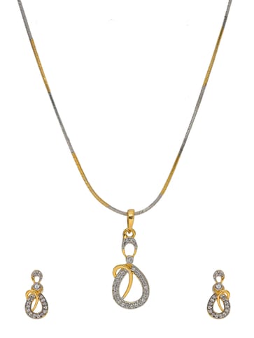 AD / CZ Pendant Set in Two Tone finish - HEL10510