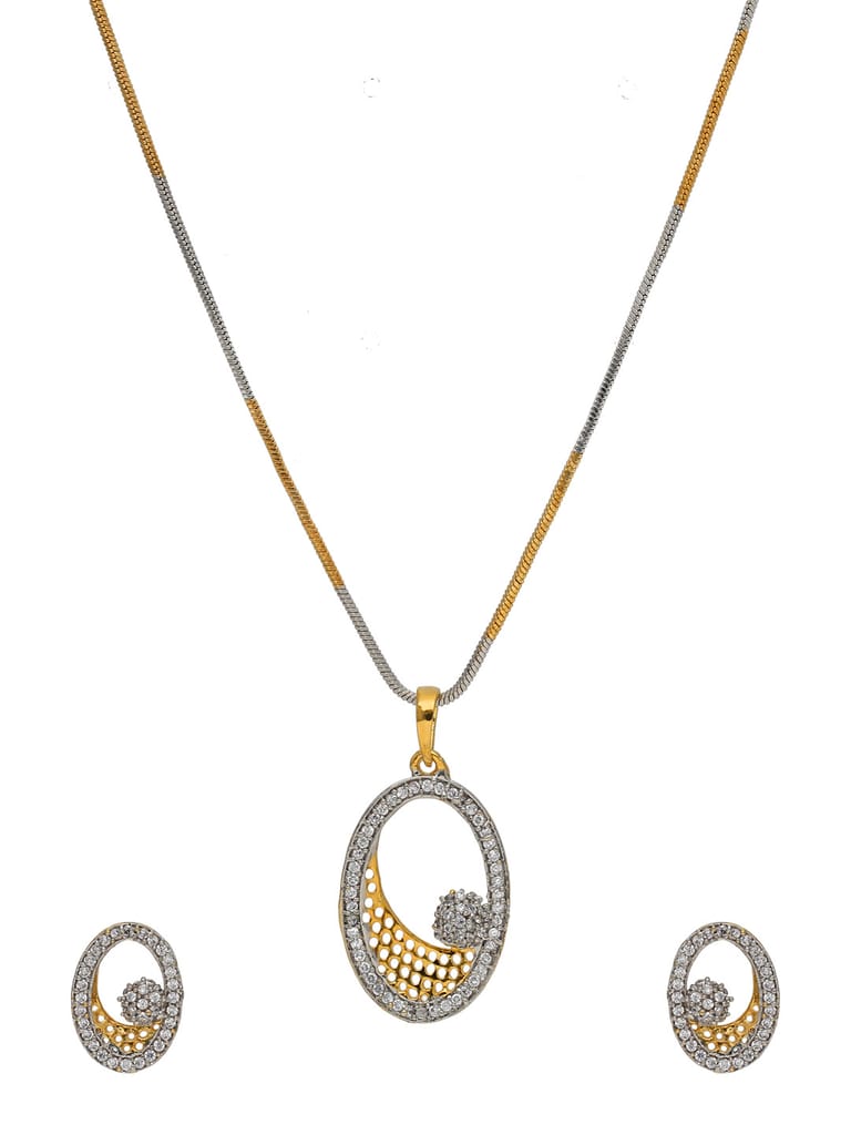 AD / CZ Pendant Set in Two Tone finish - HEL10530TO