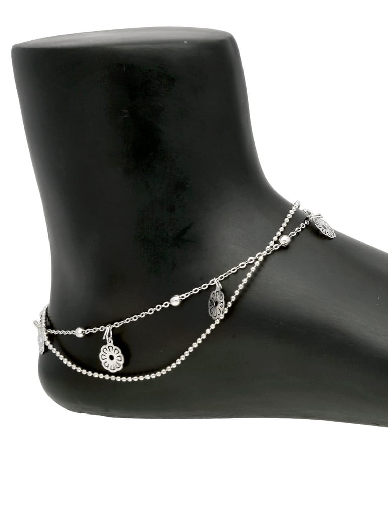 Western Loose Anklet in Rhodium finish - CNB32380