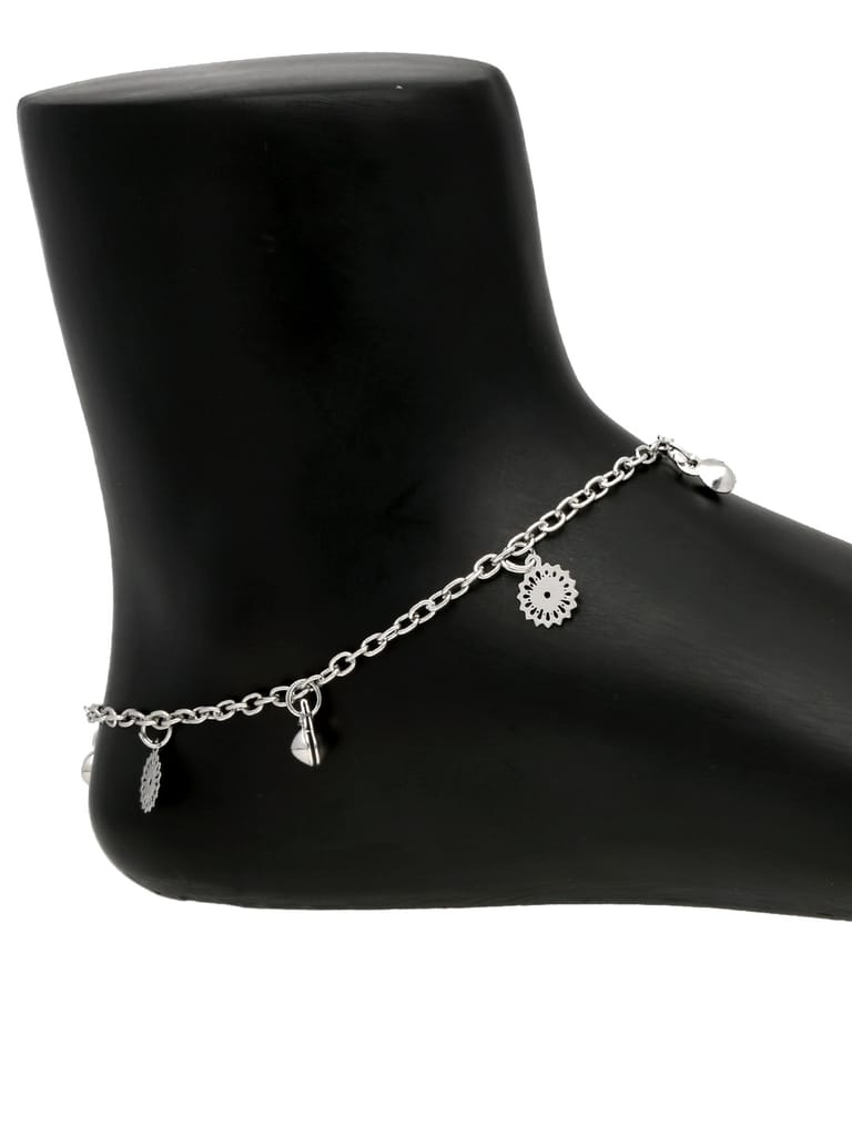 Western Loose Anklet in Rhodium finish - CNB32383