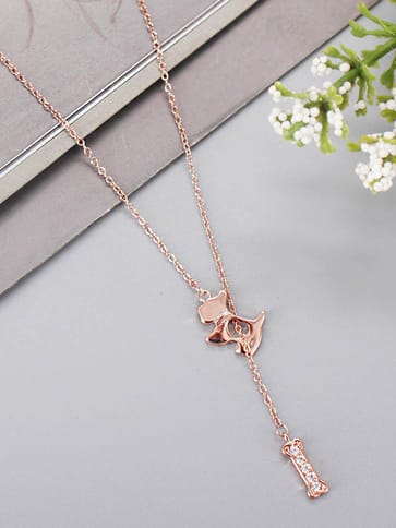 AD / CZ Pendant with Chain in Rose Gold finish - CNB32737