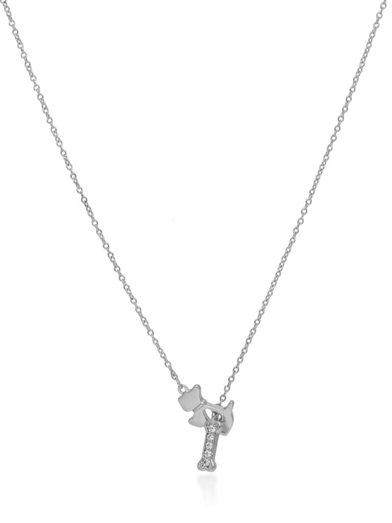AD / CZ Pendant with Chain in Rhodium finish - CNB32738