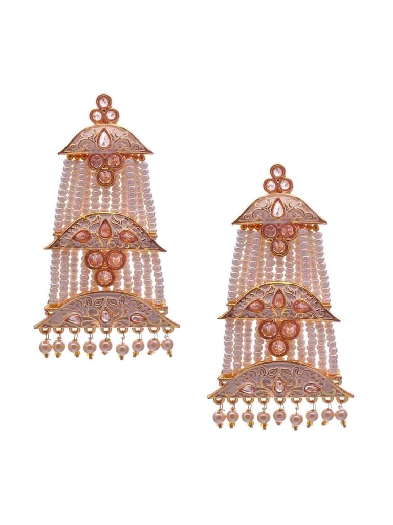 Reverse AD Long Earrings in Oxidised Gold finish - CNB591