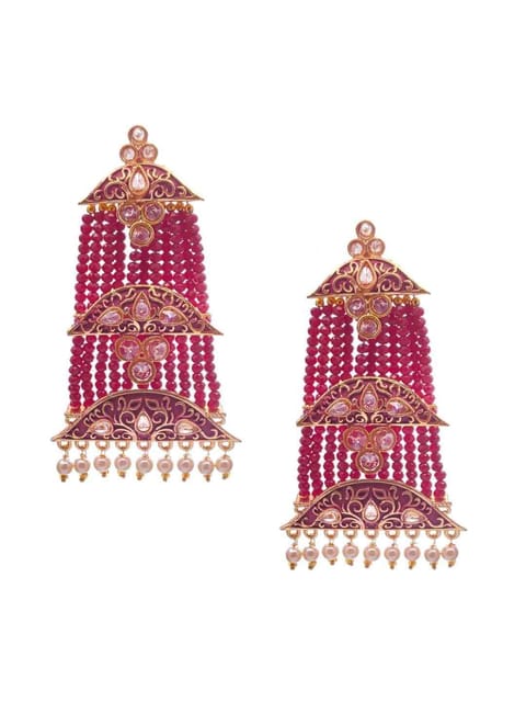 Reverse AD Long Earrings in Oxidised Gold finish - CNB590