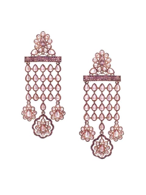 Reverse AD Long Earrings in Oxidised Gold finish - CNB613